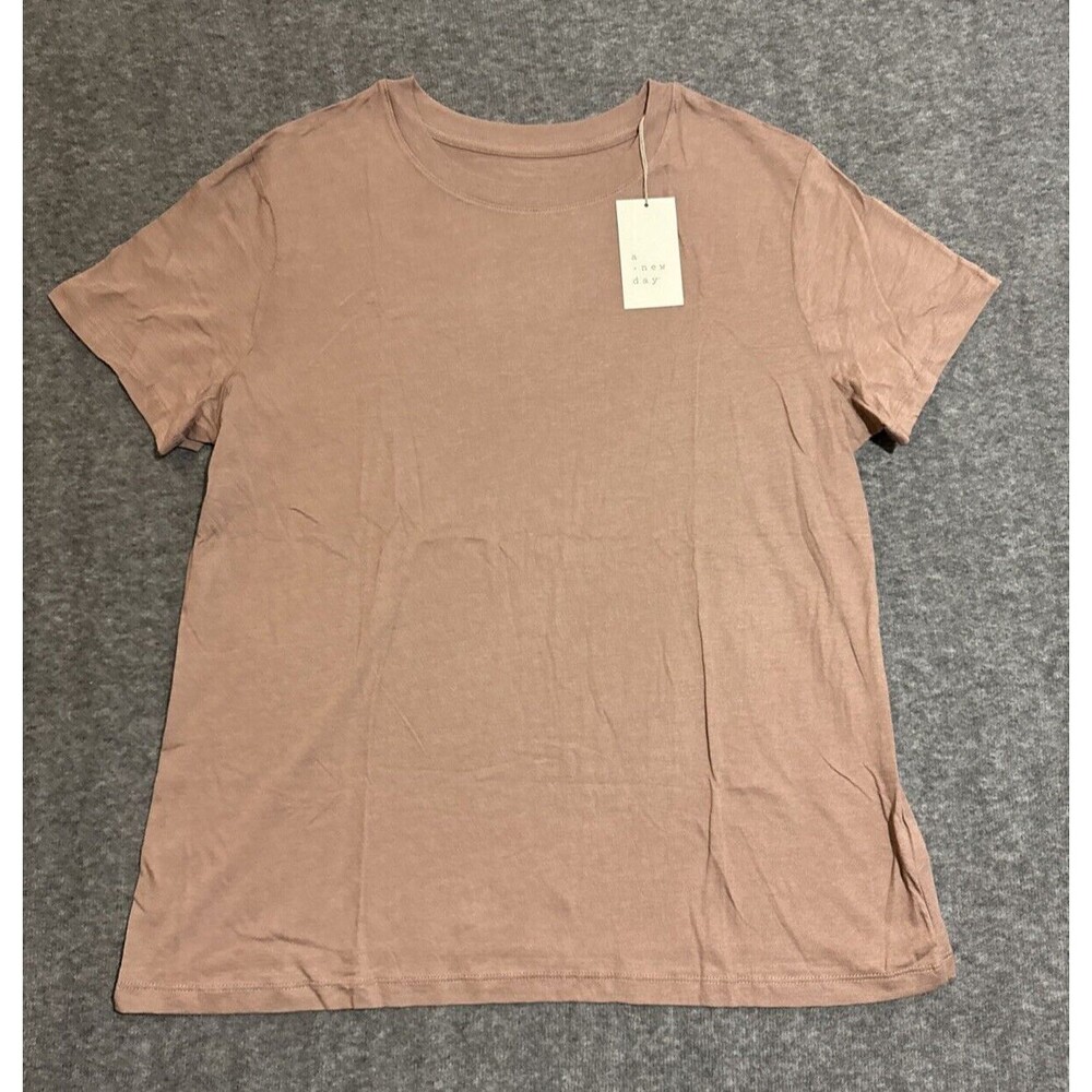 A New Day Women Blouse Short Sleeve Brown Extra Large